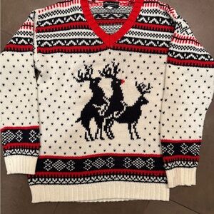 Men’s XL Xrated Red and Black Reindeer Pattern Sweater
